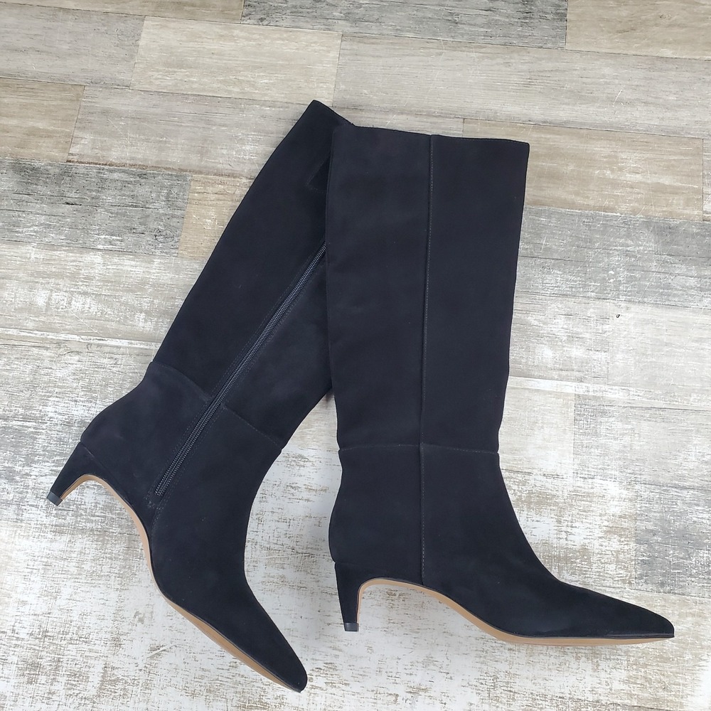 Vince Camuto Iannez Womens Boots Sz 6.5 M Black Suede Pointed Toe Side Zipper